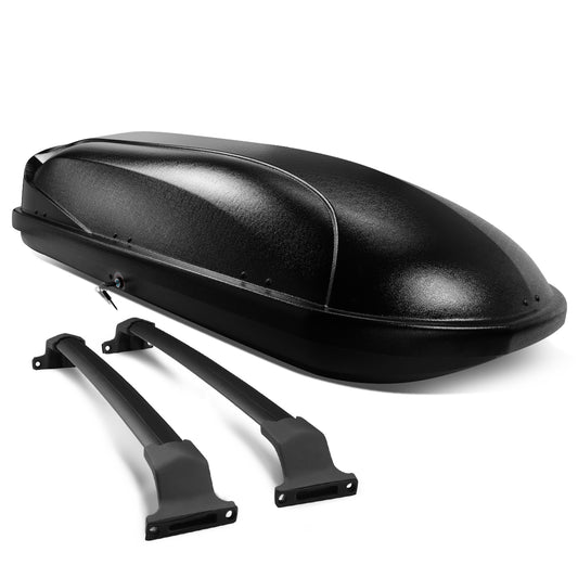 PORTAEQUIPAJE ROOF RACK CROSS BARS + CARGO ROOF BOX - 16-18 BUICK ENVISION - MOUNTS ONTO OEM ROOF RAILS ONLY - BLACK