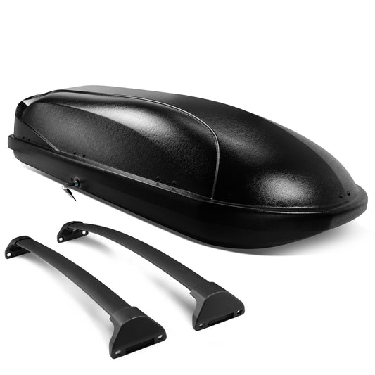 PORTAEQUIPAJE ROOF RACK CROSS BARS + CARGO ROOF BOX - 14-18 ACURA MDX - MOUNTS ONTO OEM ROOF RAILS ONLY - BLACK