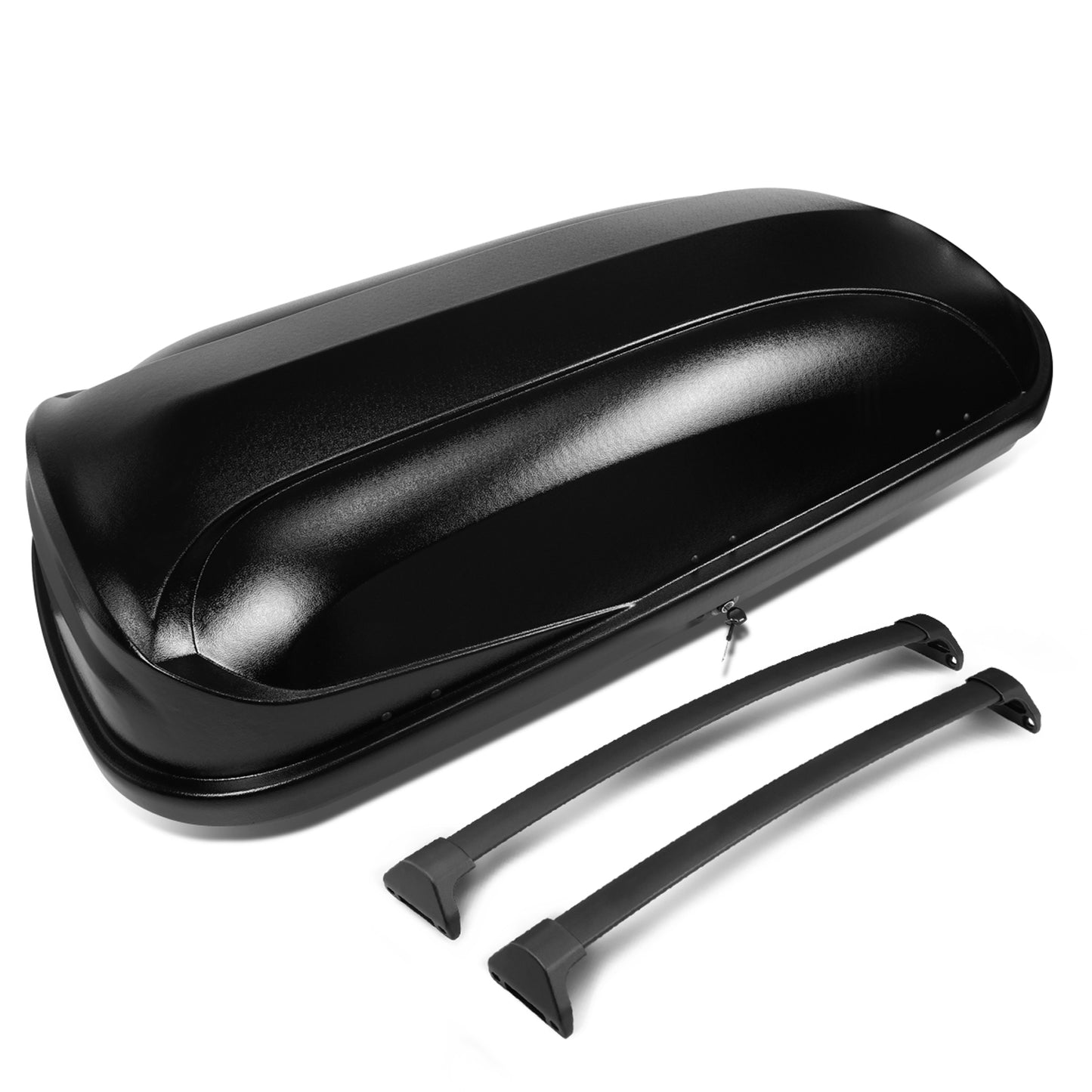 PORTAEQUIPAJE ROOF RACK CROSS BARS + CARGO ROOF BOX - 14-18 ACURA MDX - MOUNTS ONTO OEM ROOF RAILS ONLY - BLACK