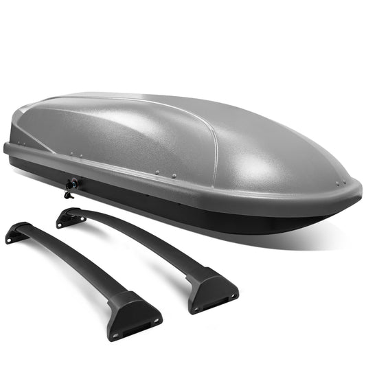 PORTAEQUIPAJE ROOF RACK CROSS BARS + CARGO ROOF BOX - 14-18 ACURA MDX - MOUNTS ONTO OEM ROOF RAILS ONLY - GRAY