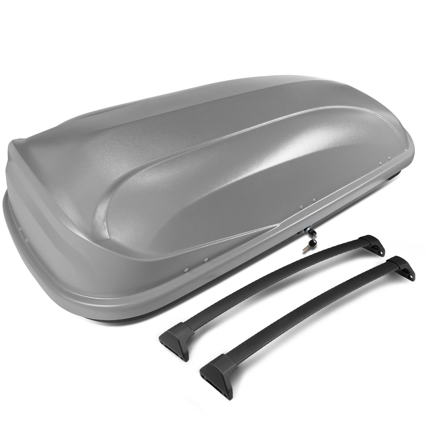 PORTAEQUIPAJE ROOF RACK CROSS BARS + CARGO ROOF BOX - 14-18 ACURA MDX - MOUNTS ONTO OEM ROOF RAILS ONLY - GRAY