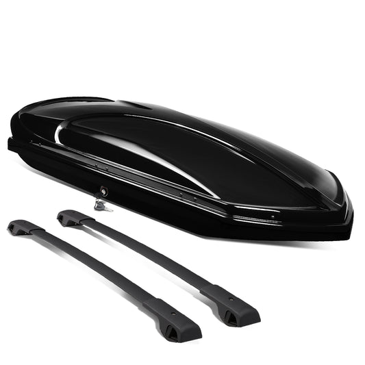 PORTAEQUIPAJE ROOF RACK CROSS BARS + CARGO ROOF BOX - 14-18 SUBARU FORESTER - MOUNTS ONTO OEM ROOF RAILS - BLACK