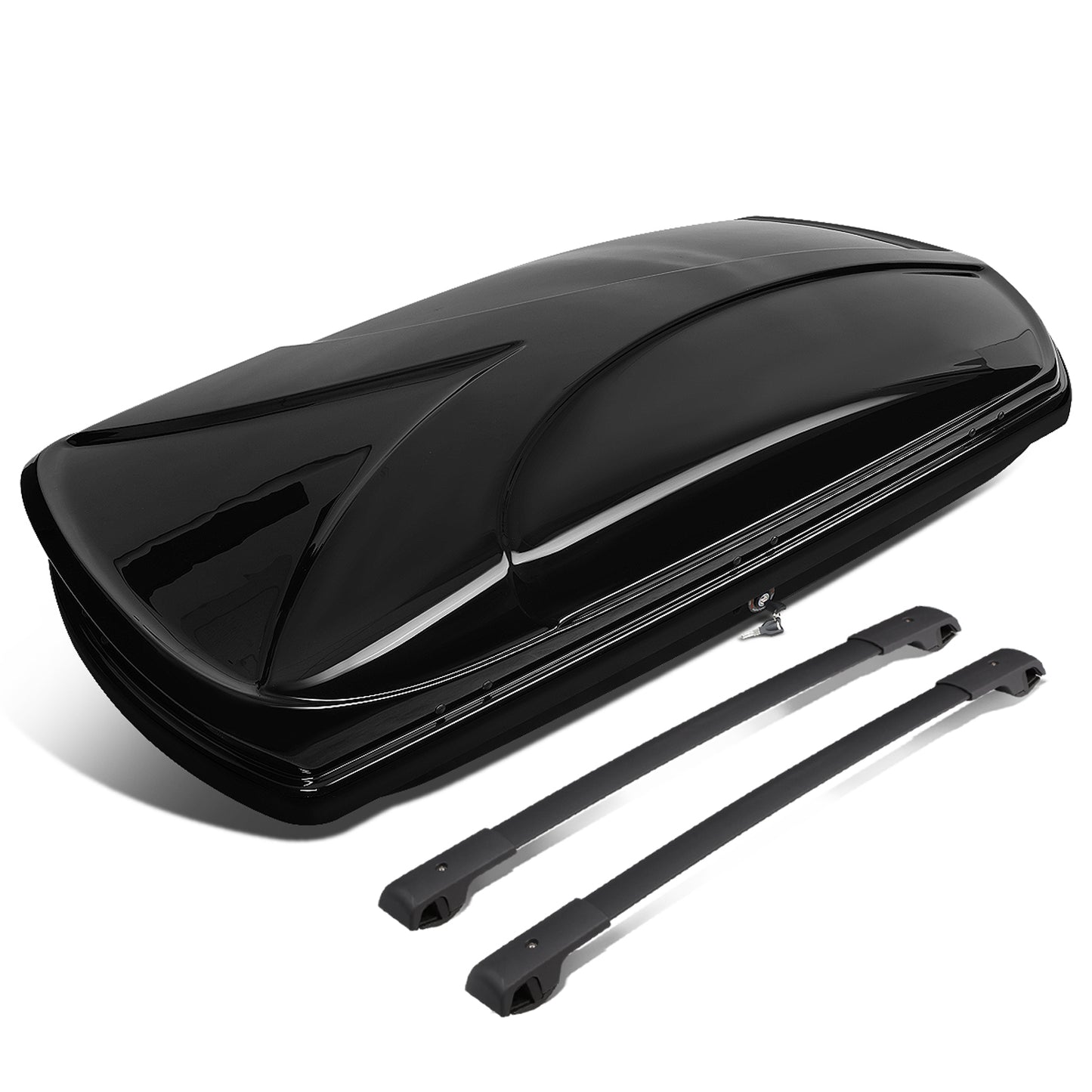 PORTAEQUIPAJE ROOF RACK CROSS BARS + CARGO ROOF BOX - 14-18 SUBARU FORESTER - MOUNTS ONTO OEM ROOF RAILS - BLACK