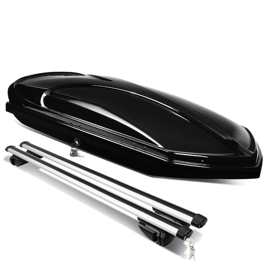 PORTAEQUIPAJE ROOF RACK CROSS BARS + CARGO ROOF BOX - UNIVERSAL - 135CM - ATTACHES TO VEHICLES WITH ROOF RAILS ONLY - BLACK