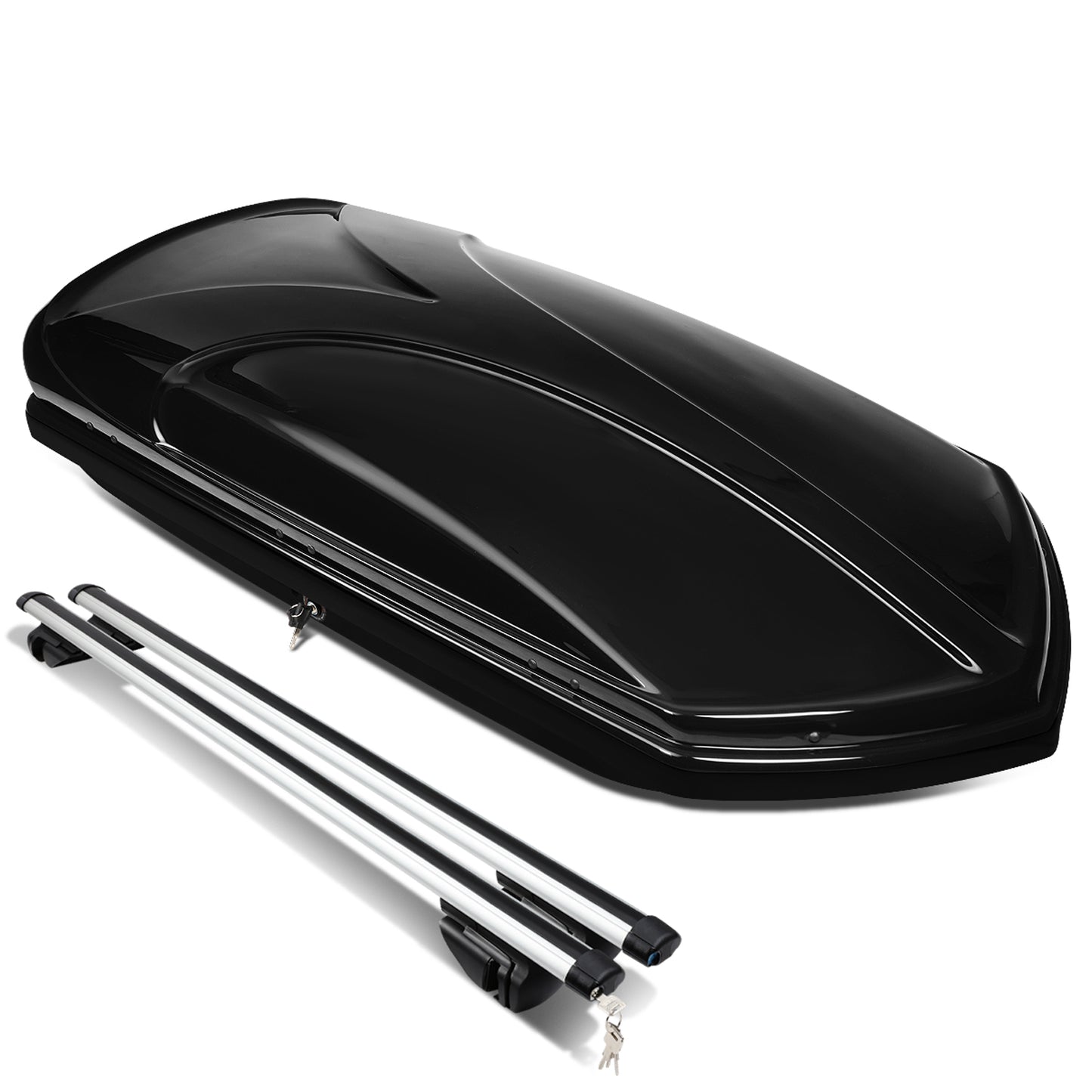 PORTAEQUIPAJE ROOF RACK CROSS BARS + CARGO ROOF BOX - UNIVERSAL - 135CM - ATTACHES TO VEHICLES WITH ROOF RAILS ONLY - BLACK