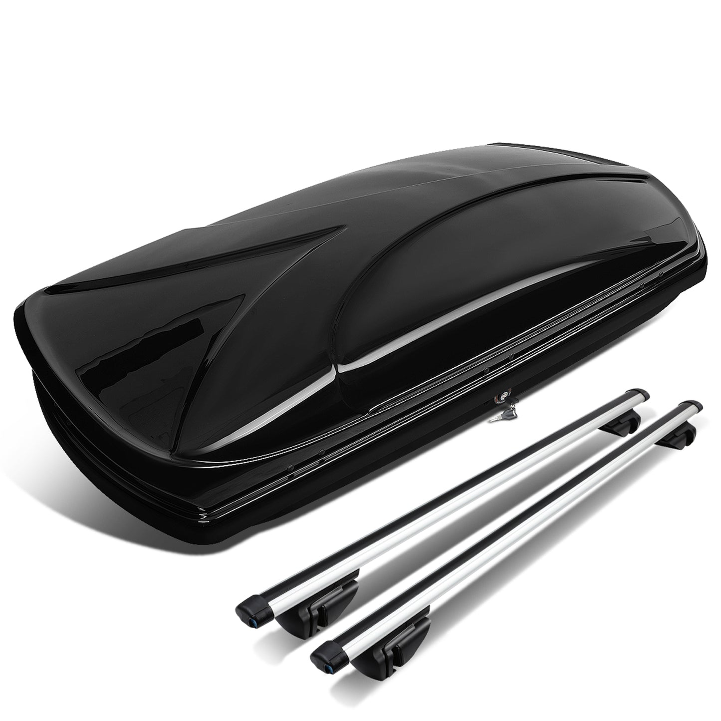 PORTAEQUIPAJE ROOF RACK CROSS BARS + CARGO ROOF BOX - UNIVERSAL - 135CM - ATTACHES TO VEHICLES WITH ROOF RAILS ONLY - BLACK