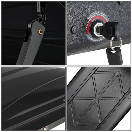 PORTAEQUIPAJE ROOF RACK CARGO ROOF BOX - UNIVERSAL - 133CM - 330L - 110 LBS - ATTACHES TO VEHICLES WITH CROSS BARS ONLY - GLOSSY SMOOTH BLACK