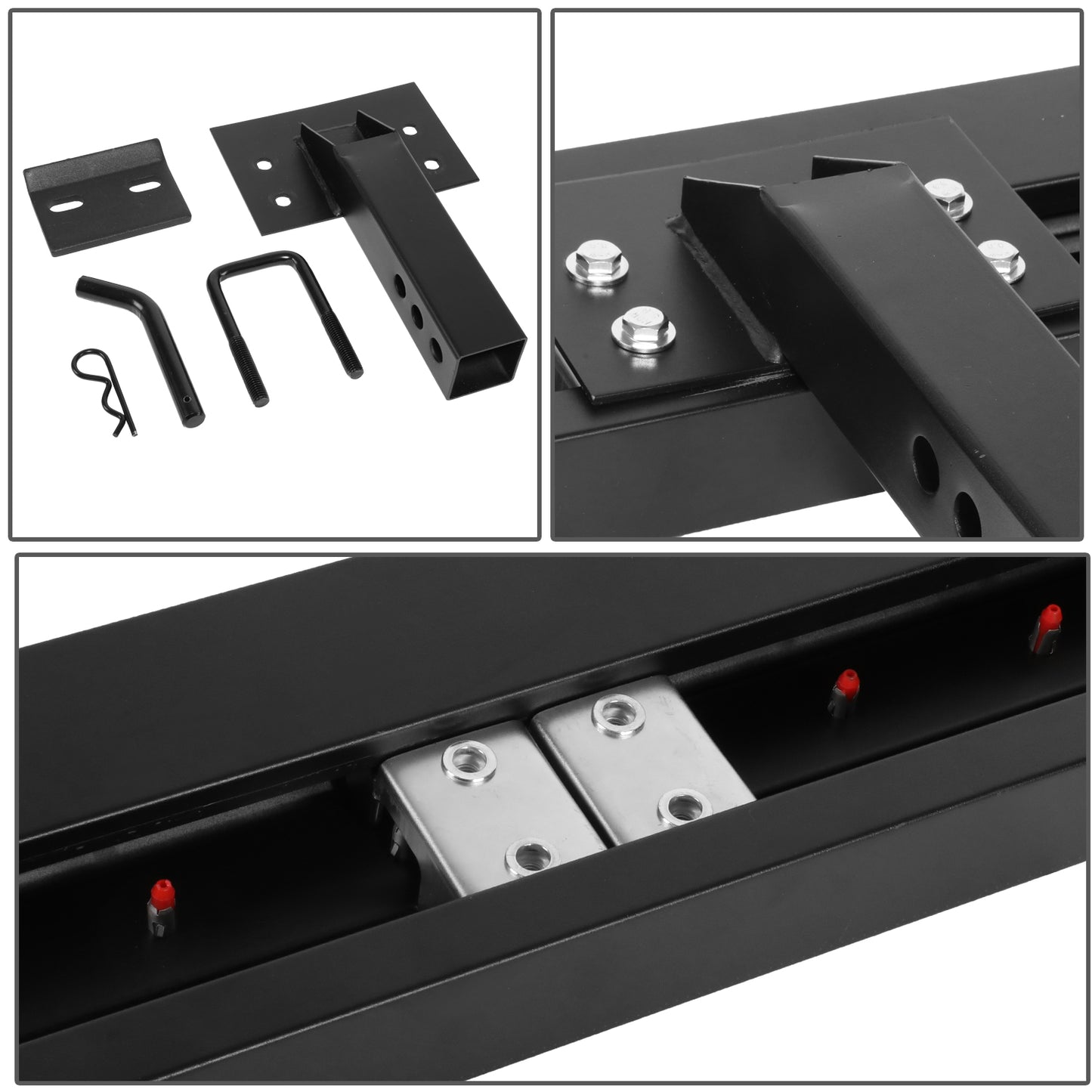 ESCALON TRASERO STAINLESS STEEL - 35" L X 6.25" W - FITS VEHICLES WITH 2" TOW HITCH RECEIVER - BLACK / RED