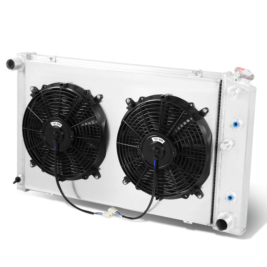 RADIADOR DE ALUMINIO RADIATOR + FAN SHROUD - 2 ROWS - 78-81 BUICK CENTURY, OLDSMOBILE CUTLASS, PONTIAC LEMANS / 1980 BUICK ELECTRA, BUICK ESTATE WAGON, OLDSMOBILE 98 / 80-82 BUICK LESABRE, OLDSMOBILE DELTA 88 / 78-87 BUICK REGAL, CHEVY EL CAMINO, GMC