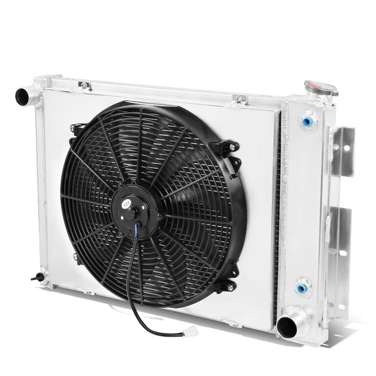 RADIADOR DE ALUMINIO RADIATOR + FAN SHROUD - 3 ROWS - 67-69 CHEVY CAMARO, PONTIAC FIREBIRD - FITS I6 V8 MT MODELS ONLY - BLACK FANS