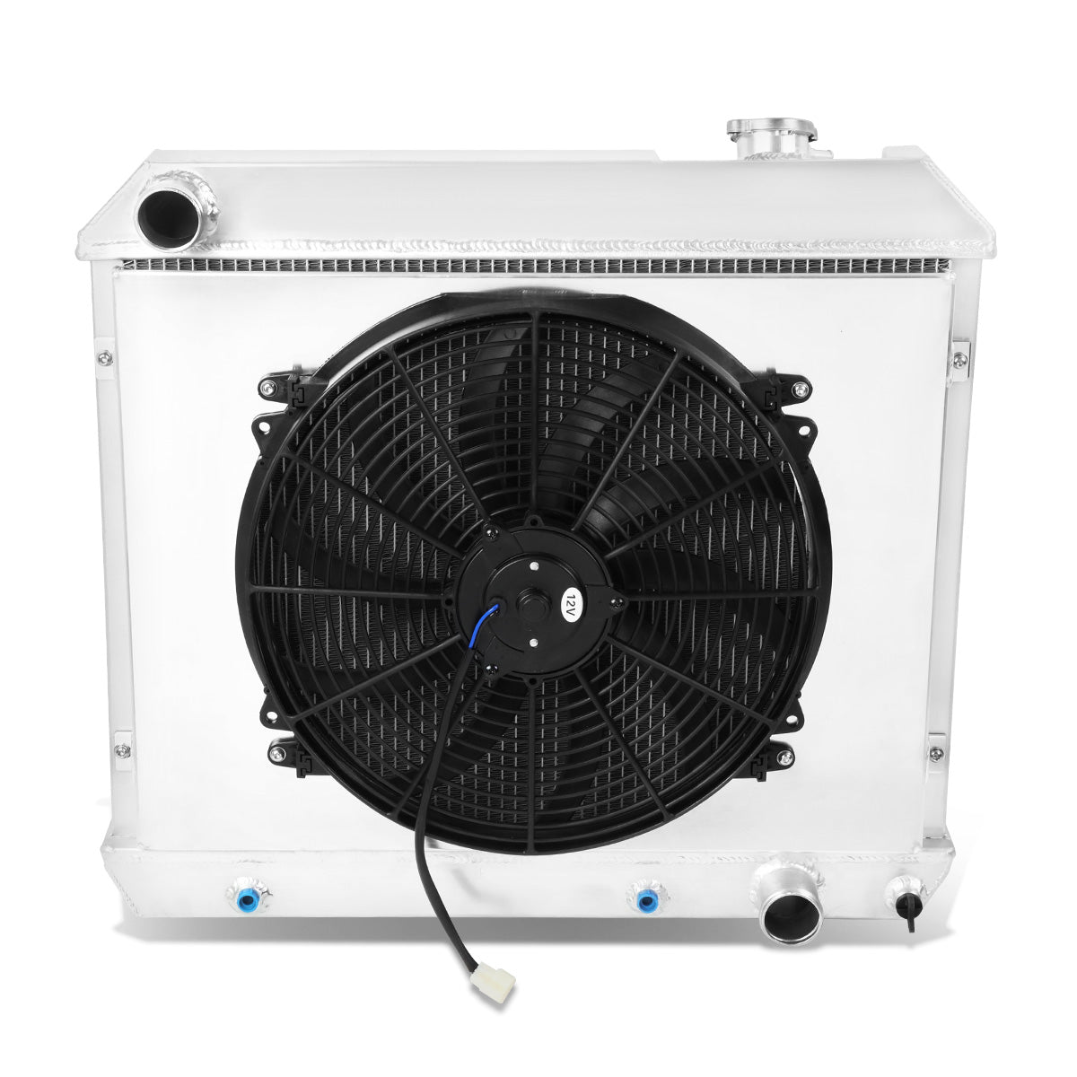 RADIADOR DE ALUMINIO RADIATOR + FAN SHROUD - 3 ROWS - 63-66 CHEVY C10 PICKUP, CHEVY C20 PICKUP, CHEVY C30 PICKUP, CHEVY K10 PICKUP, CHEVY K20 PICKUP, CHEVY K30 PICKUP / 61-62 OLDSMOBILE 88 MT, OLDSMOBILE DYNAMIC MT / 64-65 OLDSMOBILE 45 MT / 65-66