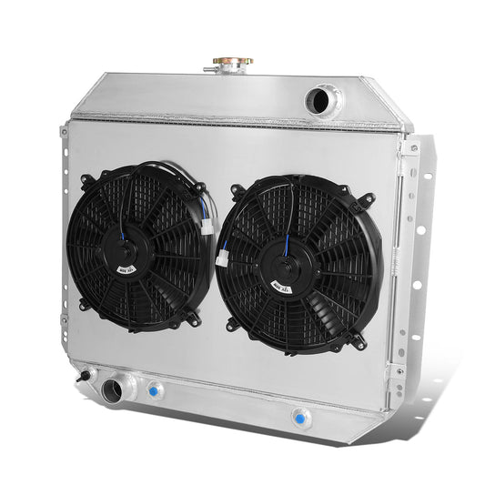 RADIADOR DE ALUMINIO RADIATOR + FAN SHROUD - 2 ROWS - 68-79 FORD F-100, F-150, F-250, BRONCO - BLACK FANS