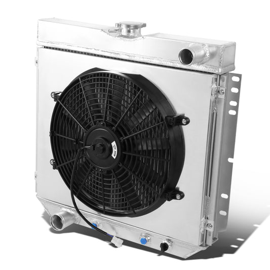 RADIADOR DE ALUMINIO RADIATOR + FAN SHROUD - 3 ROWS - 69-70 FORD MUSTANG V8 / 62-65 FORD FAIRLANE / 71-73 FORD MAVERICK, MERCURY COMET / 67-70 MERCURY COUGAR - MANUAL TRANSMISSION - BLACK FAN
