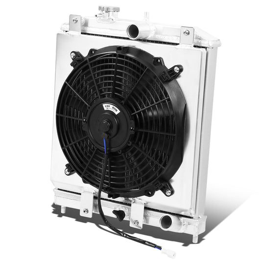 RADIADOR DE ALUMINIO RADIATOR + FAN SHROUD - 2 ROWS - 92-00 HONDA CIVIC / 93-97 DEL SOL / 94-01 ACURA INTEGRA (HALF SIZE) - 42MM - MANUAL TRANSMISSION - BLACK FAN