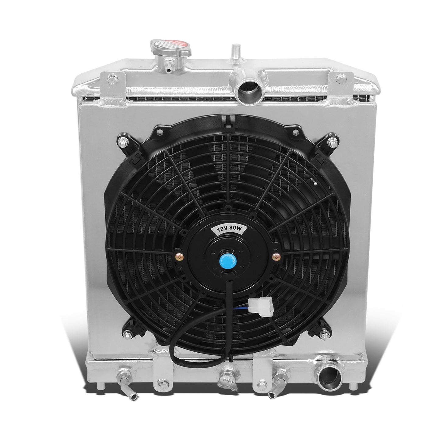 RADIADOR DE ALUMINIO RADIATOR + FAN SHROUD - 2 ROWS - 92-00 HONDA CIVIC / 93-97 DEL SOL / 94-01 ACURA INTEGRA (HALF SIZE) - 42MM - AUTOMATIC TRANSMISSION - BLACK FAN