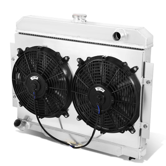 RADIADOR DE ALUMINIO RADIATOR + FAN SHROUD - 3 ROWS - 72-83 JEEP CJ5 3.8L, 4.2L, 5.0L / 73-75 JEEP CJ6 / 76-86 JEEP CJ7 3.8L, 4.2L, 5.0L / 74-75 JEEP CHEROKEE, JEEP J10 / 1973 JEEP COMMANDO - BLACK FANS
