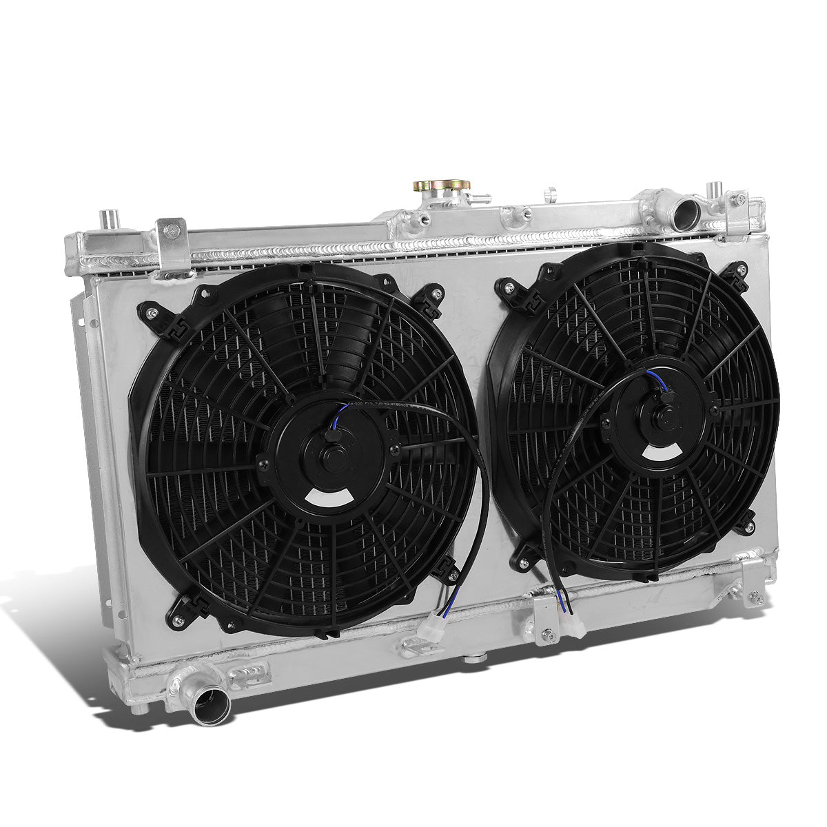 RADIADOR DE ALUMINIO RADIATOR + FAN SHROUD - 2 ROWS - 98-05 MAZDA MIATA MX-5 - MANUAL TRANSMISSION - BLACK FANS