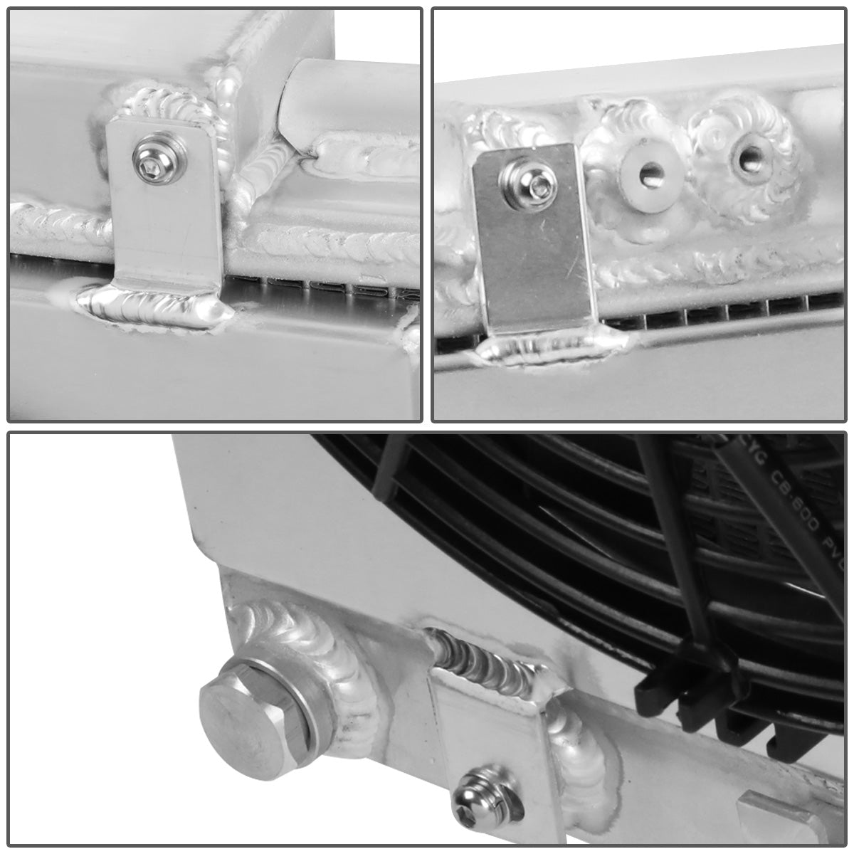 RADIADOR DE ALUMINIO RADIATOR + FAN SHROUD - 2 ROWS - 86-92 TOYOTA SUPRA - MANUAL TRANSMISSION - BLACK FANS