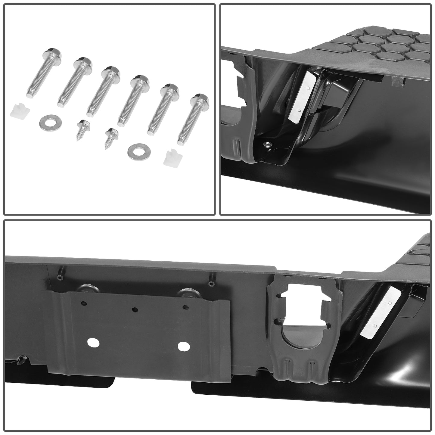 BURRERA TRASERA 09-19 DODGE RAM 1500 - ALSO FITS 19 RAM 1500 CLASSIC - W/ DUAL EXHAUST - FITS MODELS W/O BACKUP SENSORS - BLACK/STEEL