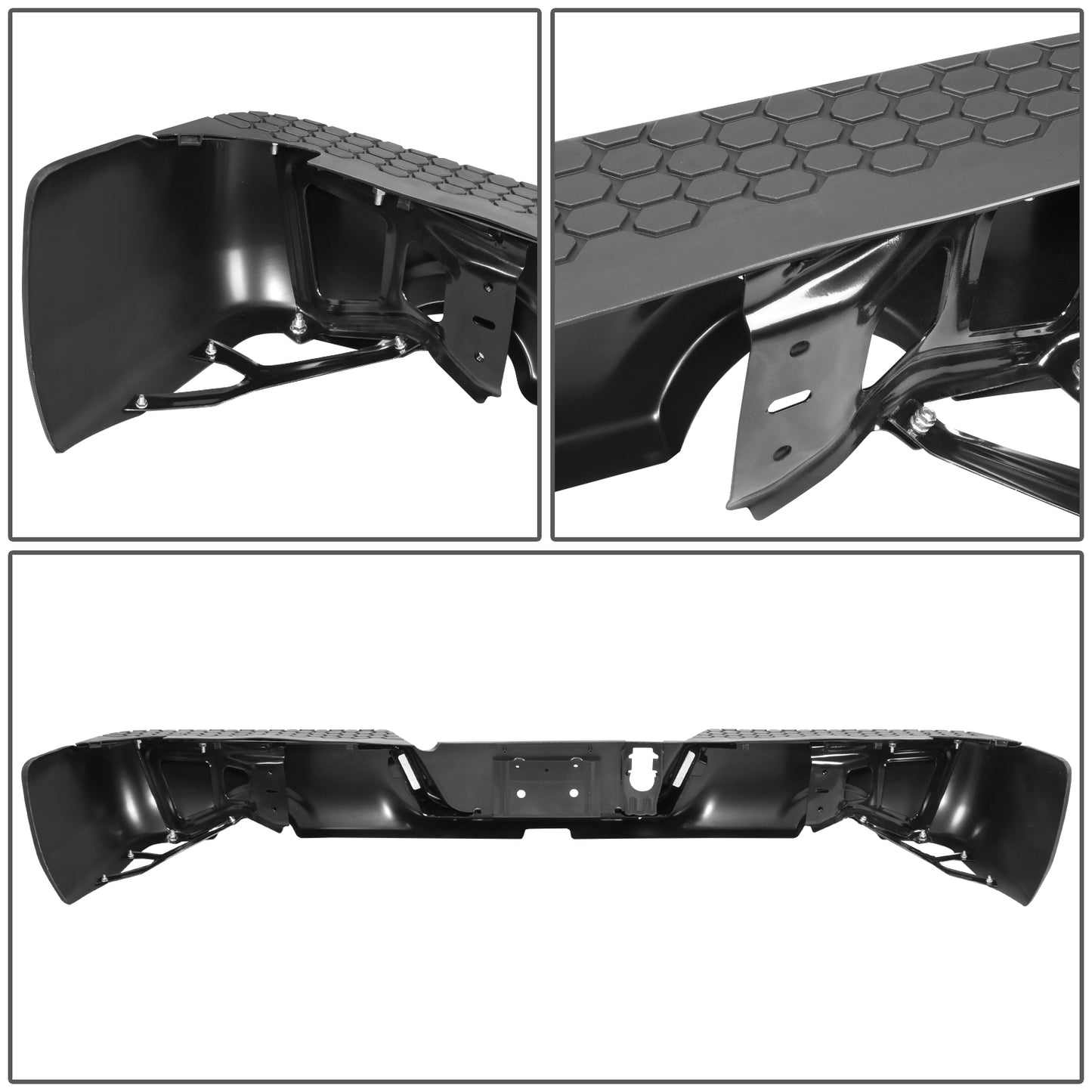 BURRERA TRASERA 09-19 DODGE RAM 1500 - ALSO FITS 19 RAM 1500 CLASSIC - W/ DUAL EXHAUST - FITS MODELS W/O BACKUP SENSORS - BLACK/STEEL