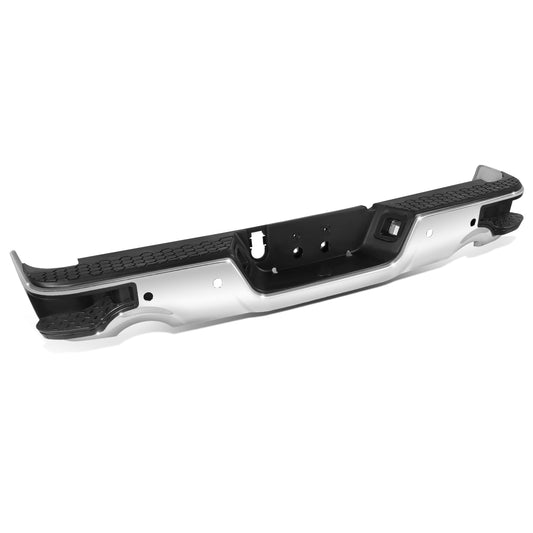 BURRERA TRASERA 09-10 DODGE RAM 1500 / 11-18 RAM 1500 / 19-23 RAM 1500 CLASSIC - WITH SENSOR HOLE,WITH DUAL EXHAUST CUTOUTS - CHROME