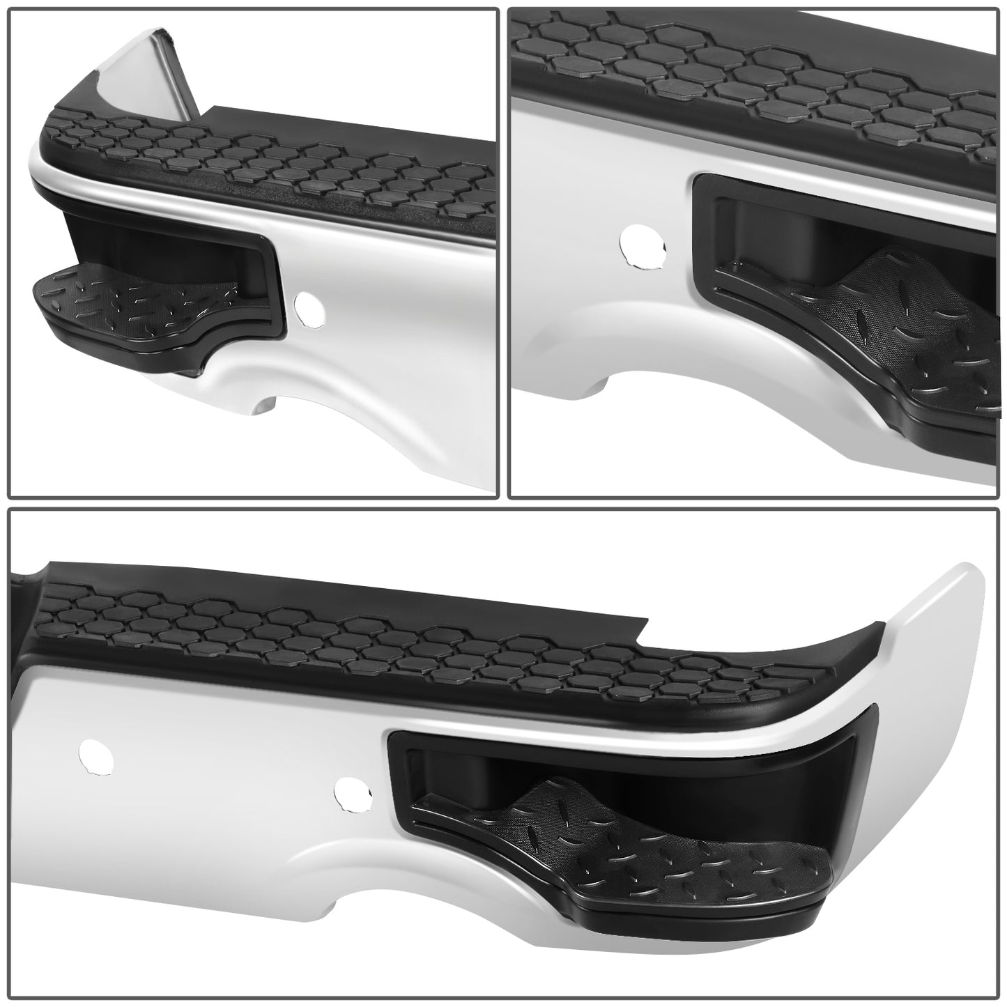 BURRERA TRASERA 09-10 DODGE RAM 1500 / 11-18 RAM 1500 / 19-23 RAM 1500 CLASSIC - WITH SENSOR HOLE,WITH DUAL EXHAUST CUTOUTS - CHROME