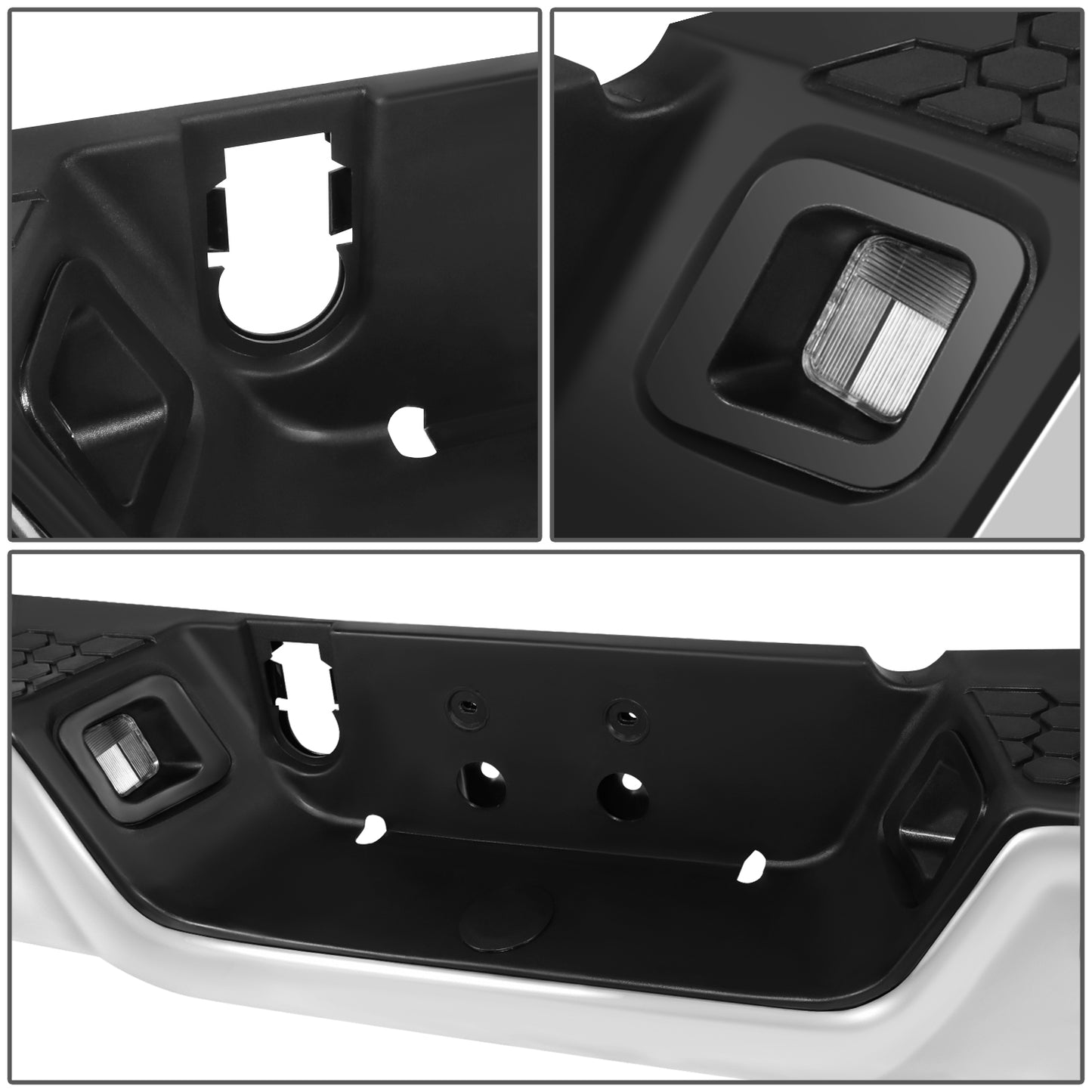 BURRERA TRASERA 09-10 DODGE RAM 1500 / 11-18 RAM 1500 / 19-23 RAM 1500 CLASSIC - WITH SENSOR HOLE,WITH DUAL EXHAUST CUTOUTS - CHROME
