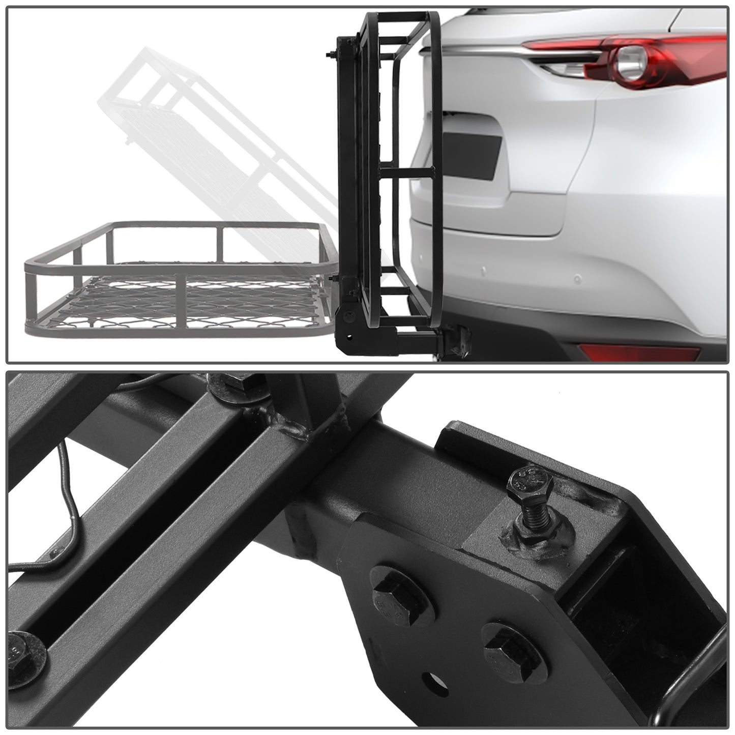 PORTAEQUIPAJE CARGO CARRIERS - UNIVERSAL - FITS VEHICLES WITH 2" TOW RECEIVER - OVERALL DIMENSIONS: 48" WIDE X 25.5" X 6" H - CARBON STEEL - POWDERCOATED BLACK