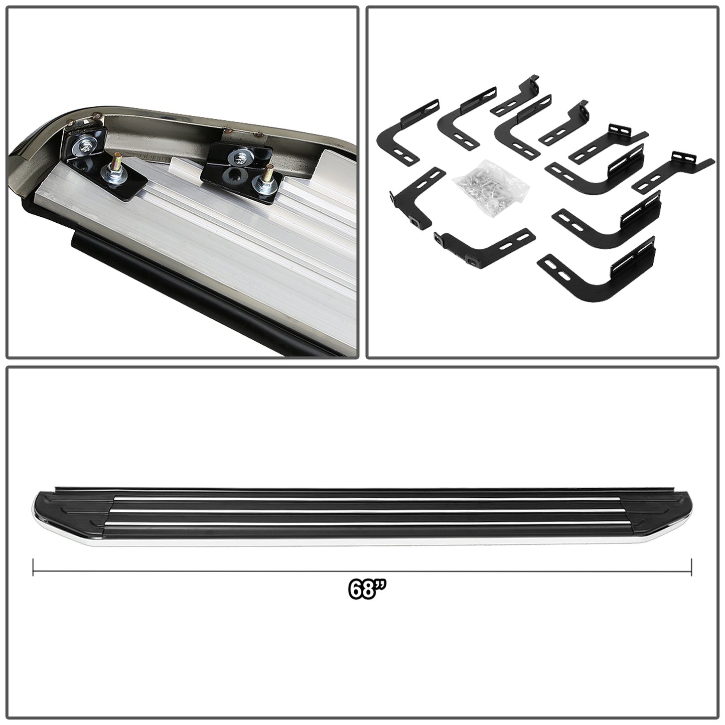 ESTRIBOS ALUMINUM - 6" - 10-16 TOYOTA 4RUNNER TRAIL EDITION / 14-16 TOYOTA 4RUNNER SR5 / 15-16 TOYOTA 4RUNNER TRD PRO - ONLY FITS MODELS W/O LOWER PANEL ROCKER EXTENSIONS - BLACK