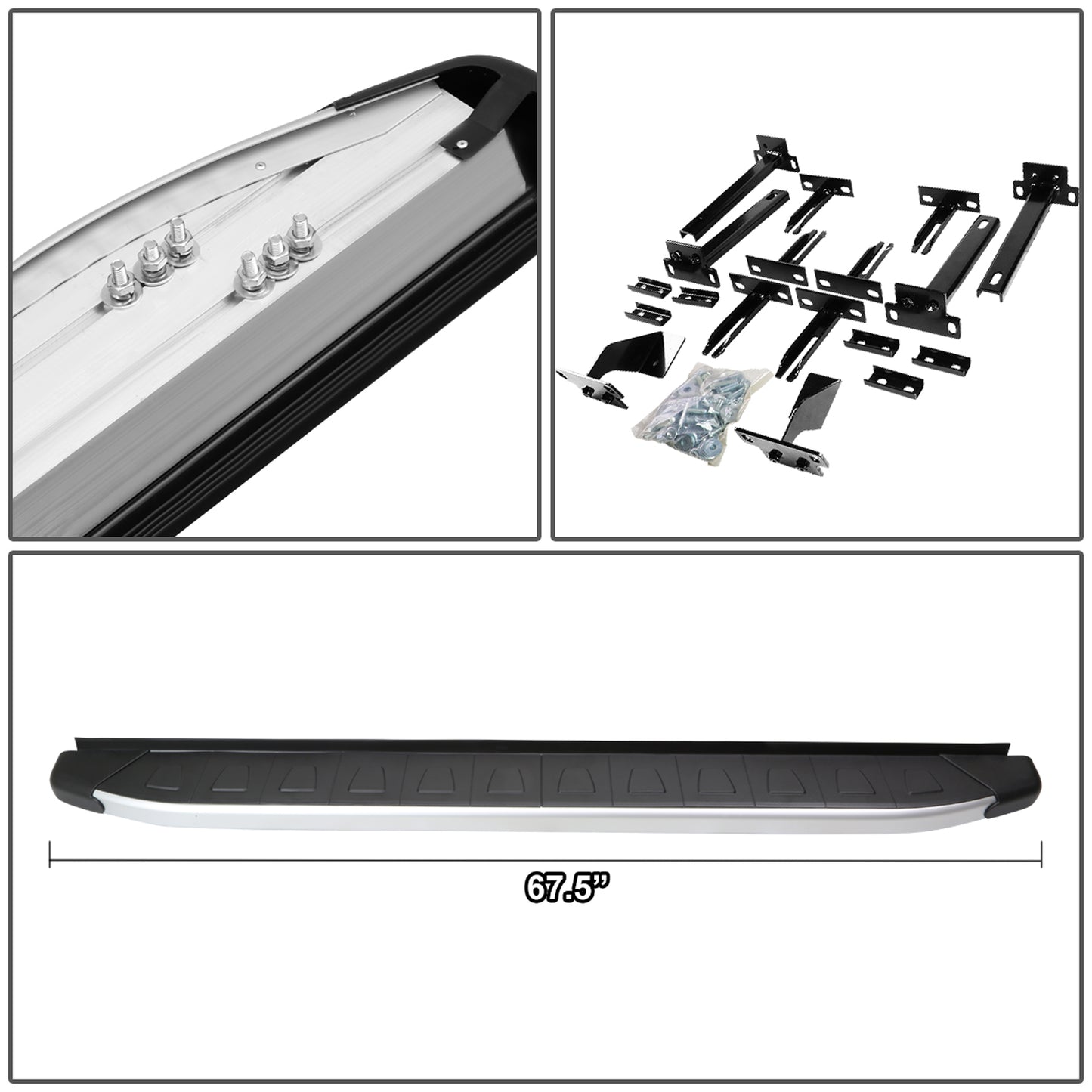 ESTRIBOS ALUMINUM - 5.75" - 13-16 MITSUBISHI OUTLANDER SPORT / 13-15 MITSUBISHI ASX - METALLIC / BLACK
