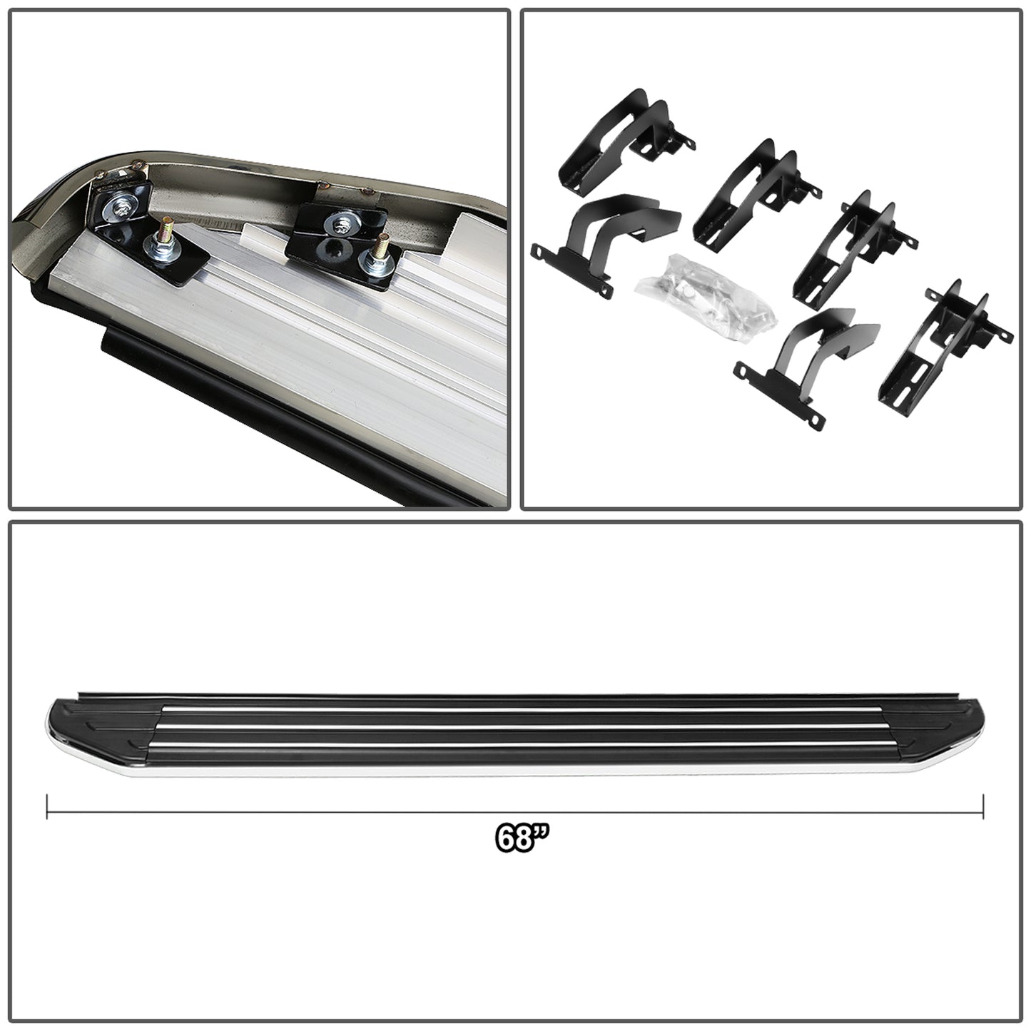 ESTRIBOS ALUMINUM - 5.5" - 11-19 JEEP GRAND CHEROKEE / 11-18 DODGE DURANGO - METALLIC / BLACK