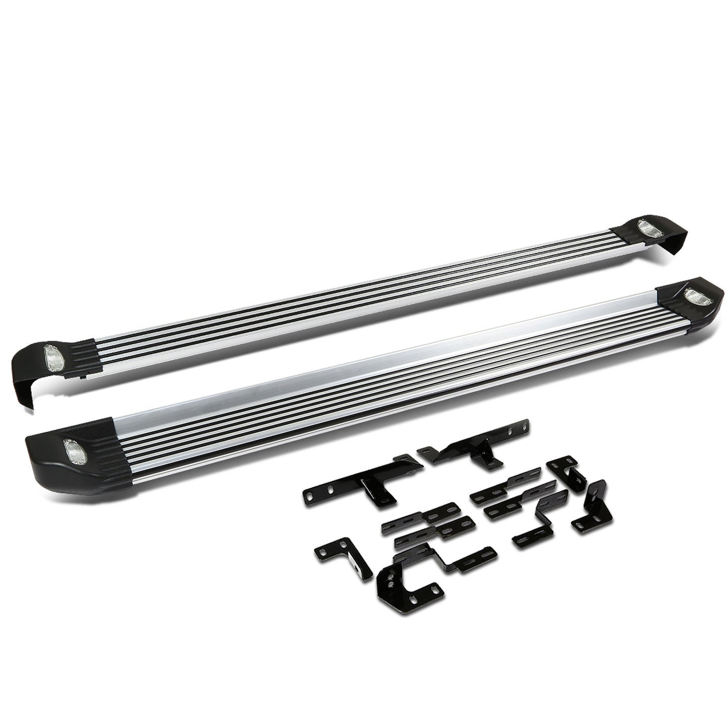 ESTRIBOS ALUMINUM - 08-13 TOYOTA HIGHLANDER - W/ LIGHTS - BLACK