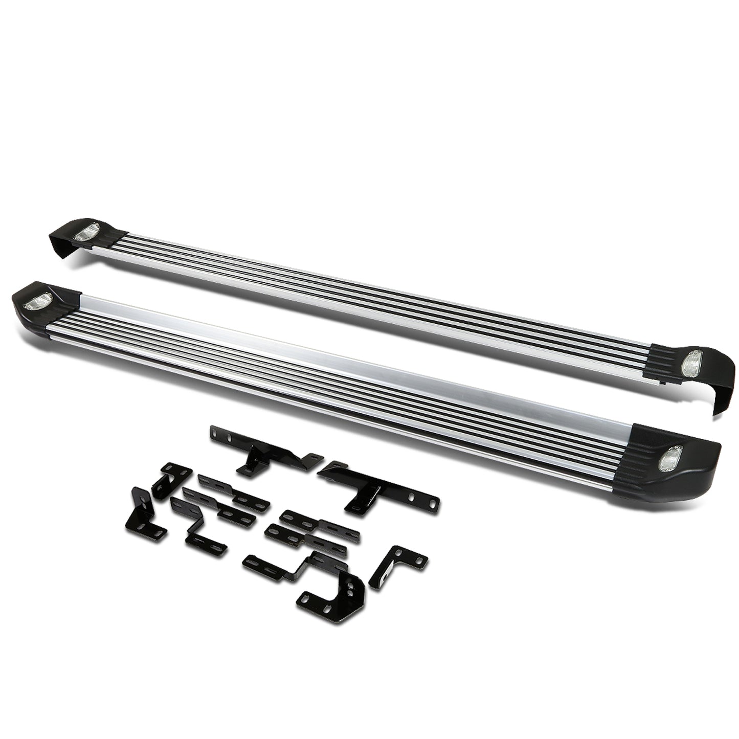 ESTRIBOS ALUMINUM - 08-13 TOYOTA HIGHLANDER - W/ LIGHTS - BLACK