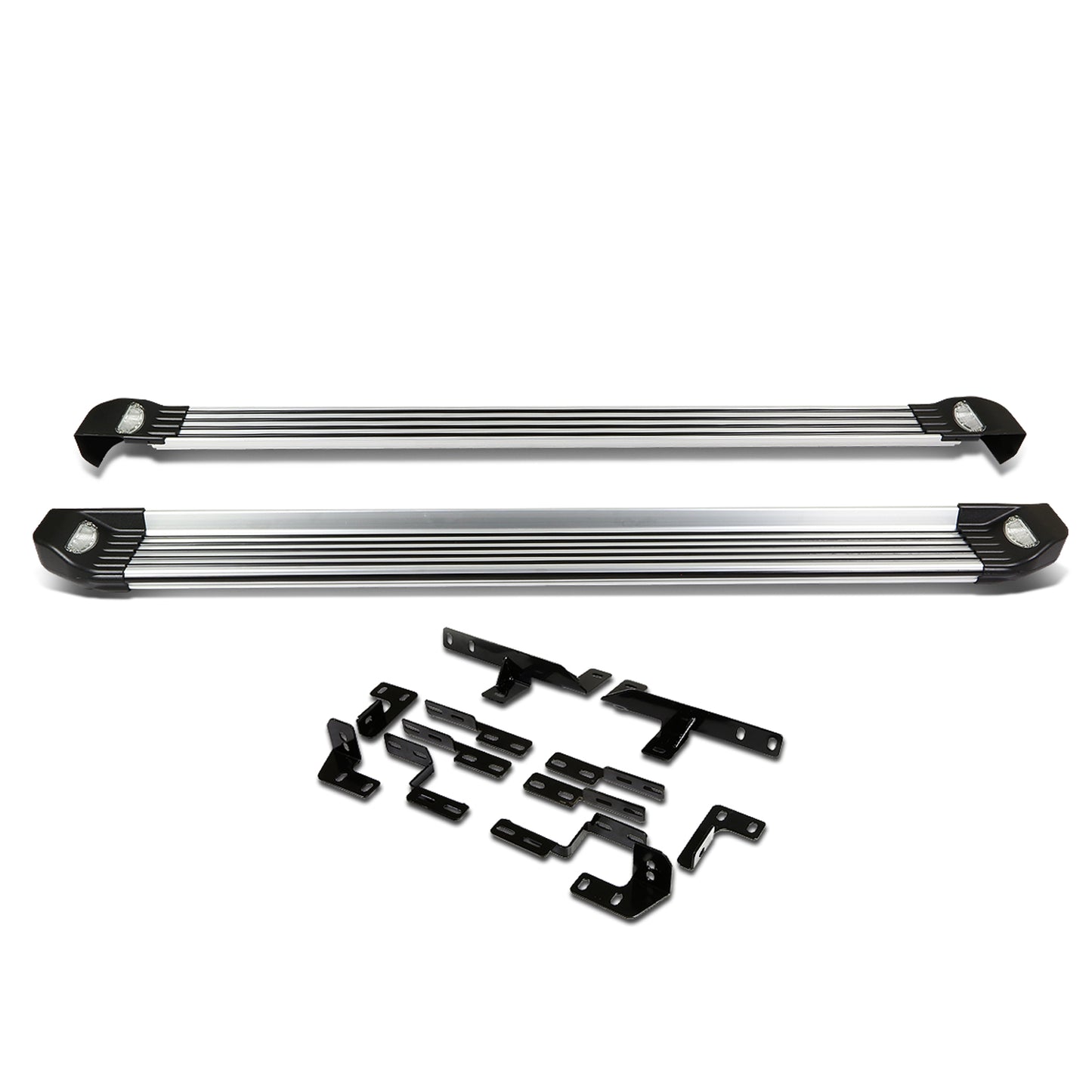 ESTRIBOS ALUMINUM - 08-13 TOYOTA HIGHLANDER - W/ LIGHTS - BLACK