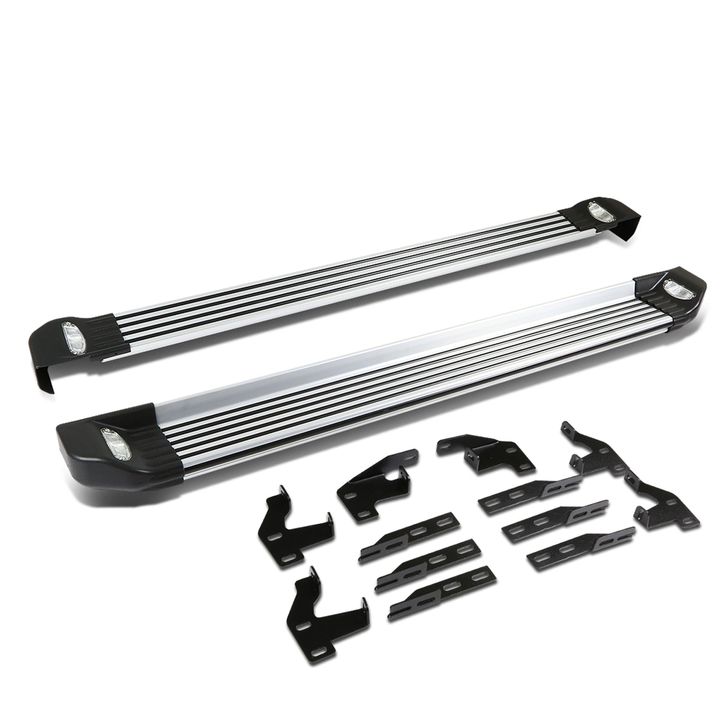 ESTRIBOS ALUMINUM - 5.25" - 09-15 HONDA PILOT - W/ LIGHTS - METALLIC / BLACK