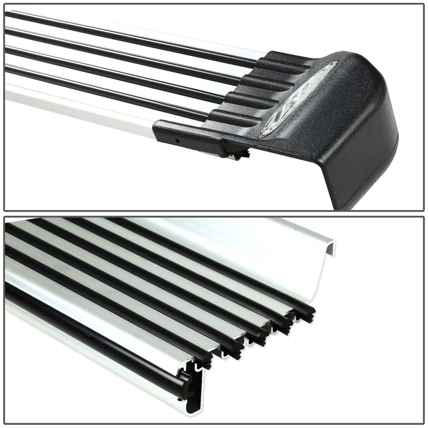 ESTRIBOS ALUMINUM - 5.25" - 09-15 HONDA PILOT - W/ LIGHTS - METALLIC / BLACK