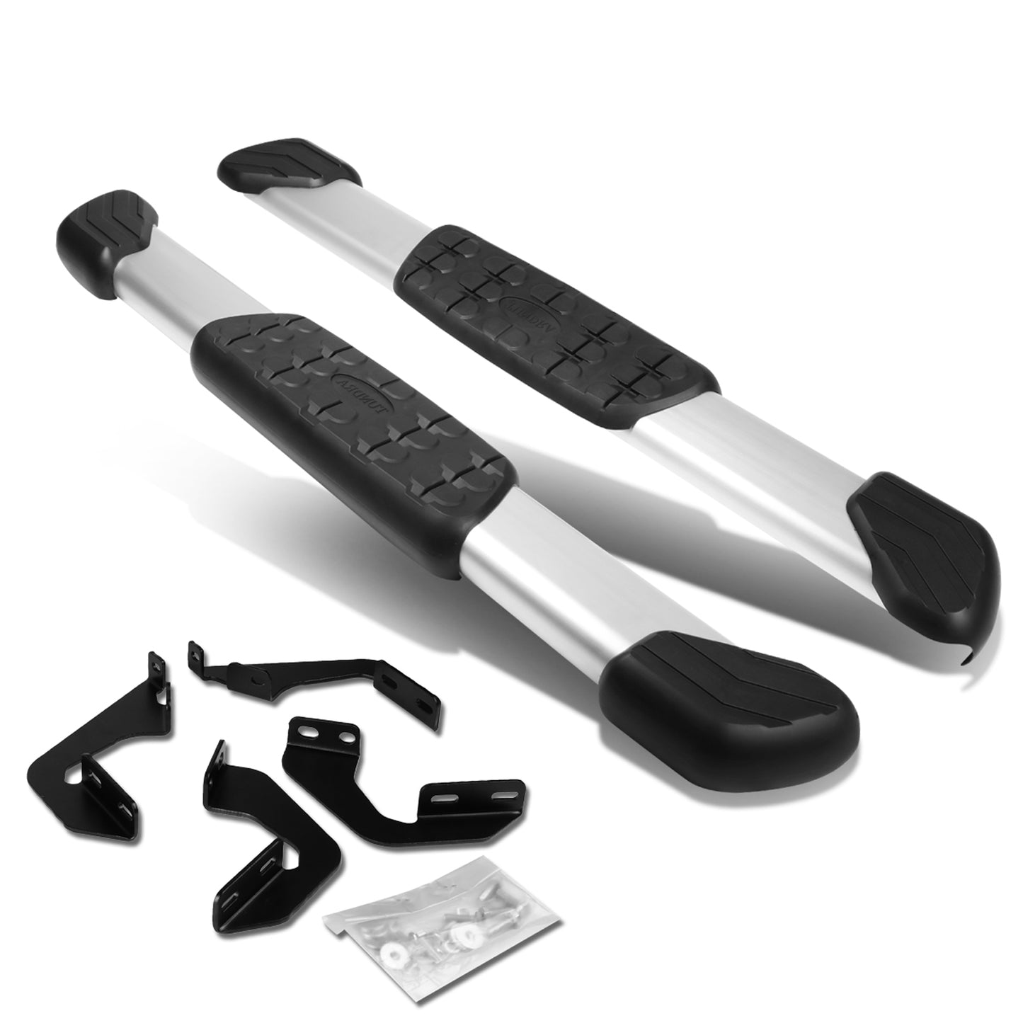 ESTRIBOS ALUMINUM - 5" - 07-17 TOYOTA TUNDRA 2-DOOR STANDARD CAB - OE STYLE - SILVER / BLACK