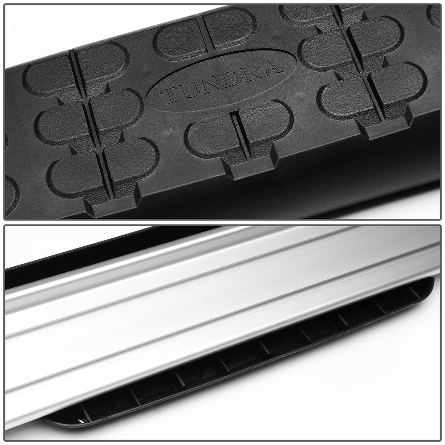 ESTRIBOS ALUMINUM - 5" - 07-17 TOYOTA TUNDRA 2-DOOR STANDARD CAB - OE STYLE - SILVER / BLACK