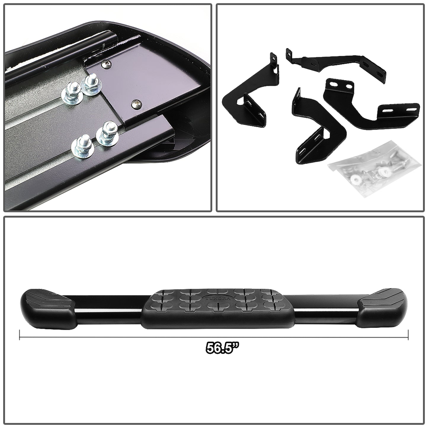 ESTRIBOS ALUMINUM - 5" - 07-17 TOYOTA TUNDRA 2-DOOR STANDARD CAB - OE STYLE - BLACK