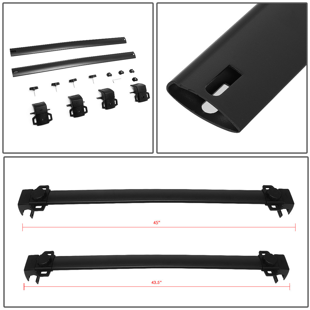PORTAEQUIPAJE ROOF RACK CROSS BARS - 17-21 JEEP COMPASS - ONLY FITS NEW MODELS / DOES NOT FIT OLD MODELS - BOLTS ONTO OEM ROOF RAILS ONLY - BLACK