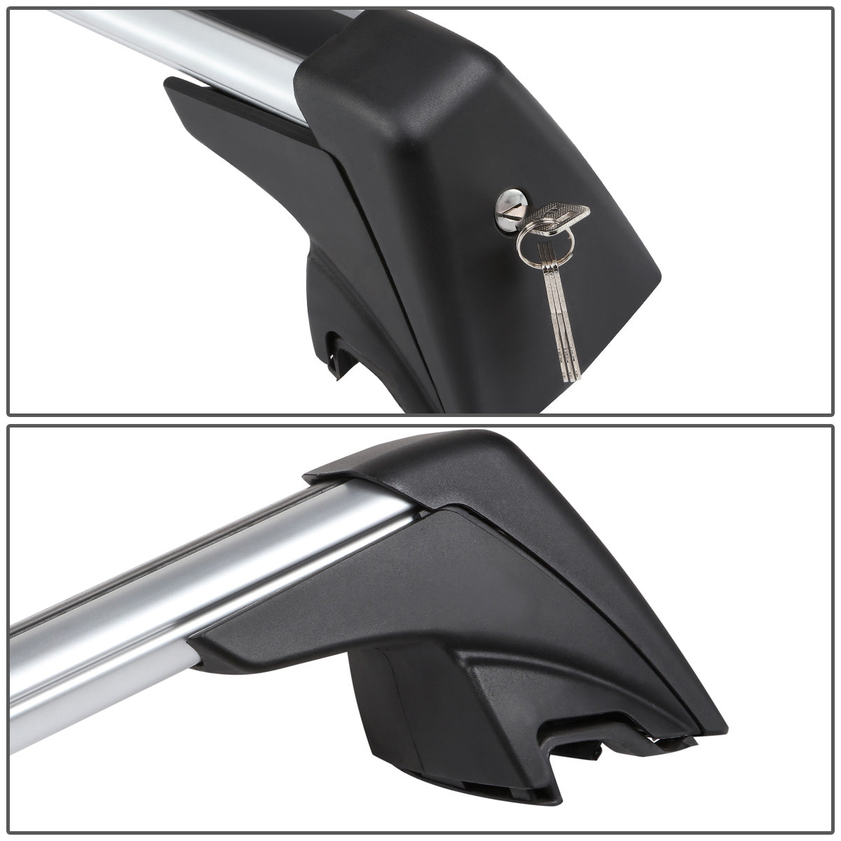 PORTAEQUIPAJE ROOF RACK CROSS BARS - 09-15 BMW X1 - MOUNTS ONTO OEM ROOF RAILS ONLY - W/ LOCK+KEY - BLACK / SILVER