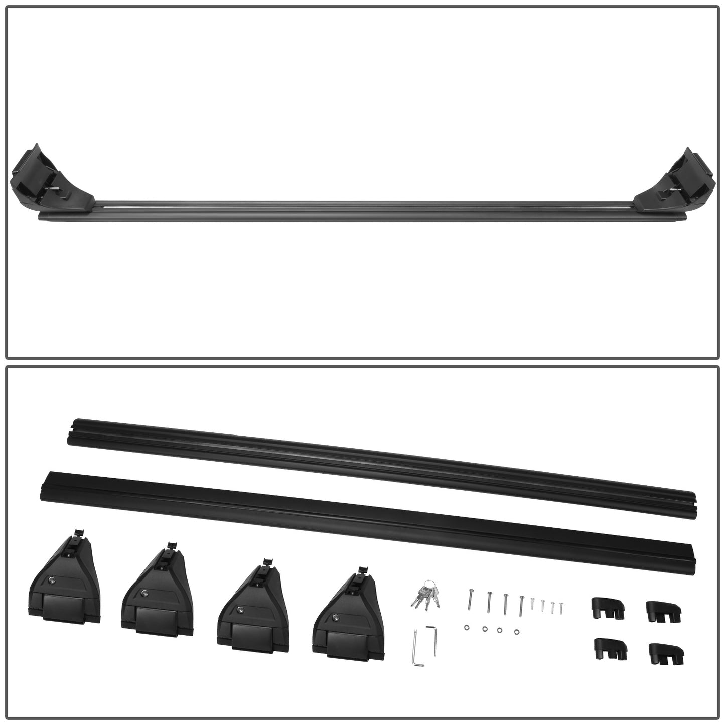 PORTAEQUIPAJE ROOF RACK CROSSBAR - ALUMINUM BAR + PLASTIC FOOT+STEEL CLAMPSPECIAL - FOR 2007-2022 JEEP WRANGLER JK / 2007-2022 JEEP WRANGLER JL 4DR 2DR SUV HARD TOP ROOF RAILS ?JEEP WRANGLER?