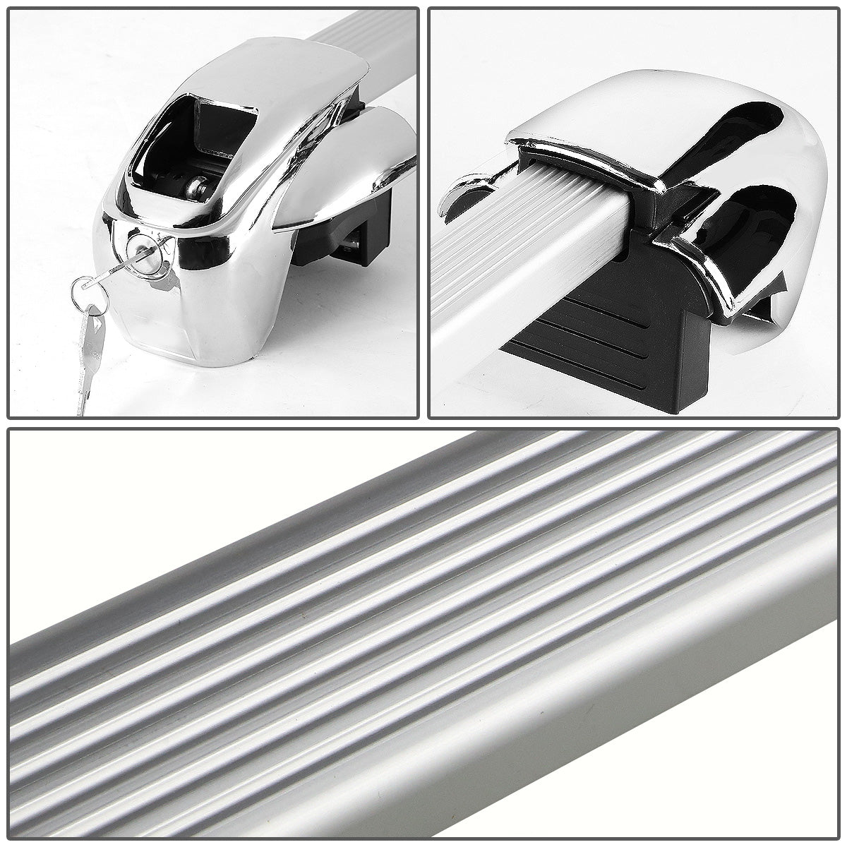 PORTAEQUIPAJE ROOF RACK CROSSBAR - ALUMINUM - SQUARE BAR - 50" - W/ LOCK - SILVER