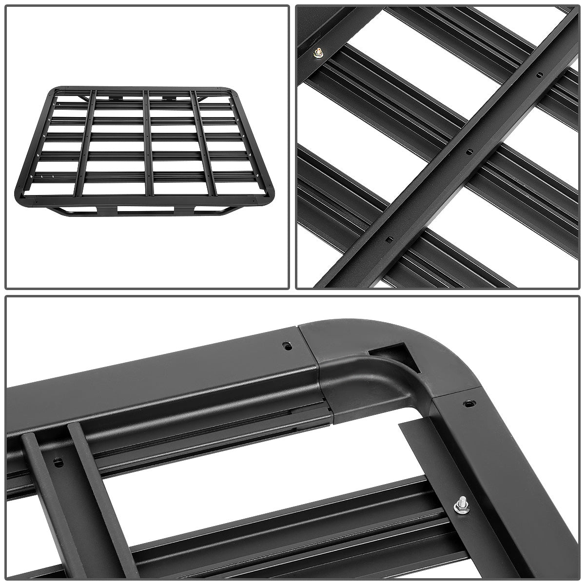 PORTAEQUIPAJE ROOF RACK CARGO BASKET - 60"L X 40"W X 6"H - ALUMINUM - BLACK