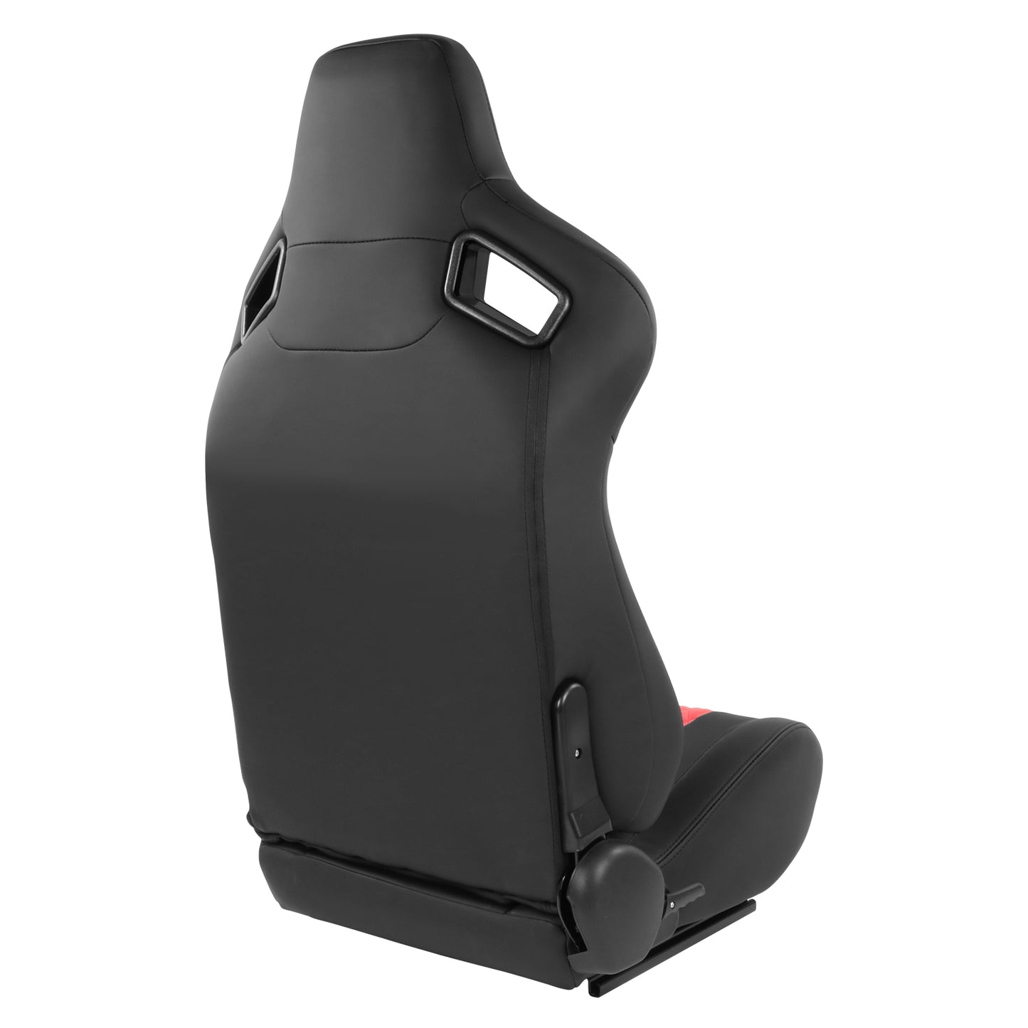 ASIENTOS RACING BLACK RED PVC - WITH SINGLE ADJUSTOR & DOUBLE SLIDER- VEHICLES WITH AFTERMARKET SEAT BRACKET; CAN ACCOMODATE SEAT OVERALL DIMENSIONS