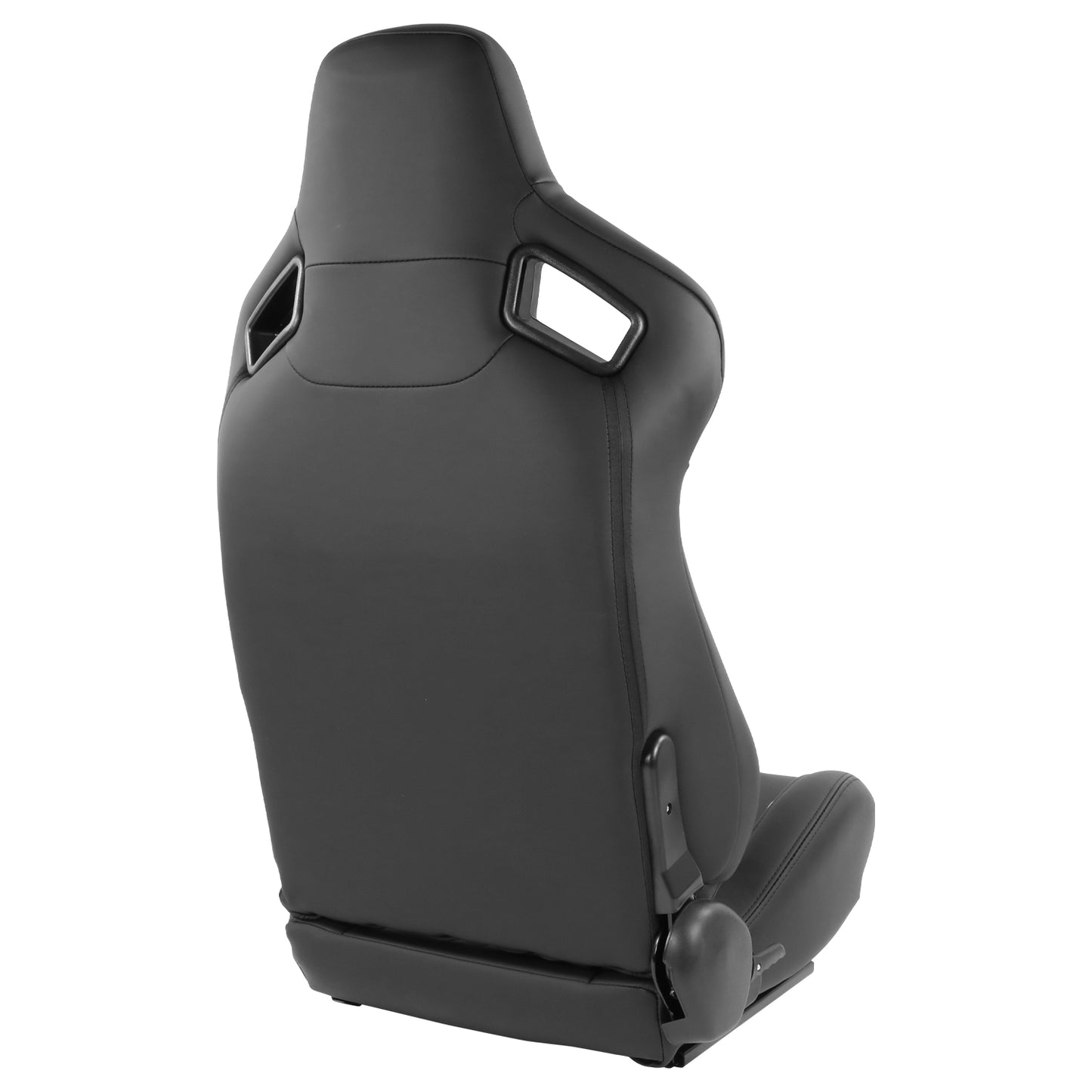 ASIENTOS RACING BLACK RED PVC - WITH SINGLE ADJUSTOR & DOUBLE SLIDER- VEHICLES WITH AFTERMARKET SEAT BRACKET; CAN ACCOMODATE SEAT OVERALL DIMENSIONS