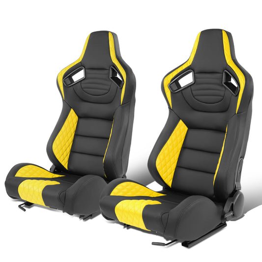 ASIENTOS RACING BLACK RED PVC - WITH SINGLE ADJUSTOR & DOUBLE SLIDER- VEHICLES WITH AFTERMARKET SEAT BRACKET; CAN ACCOMODATE SEAT OVERALL DIMENSIONS