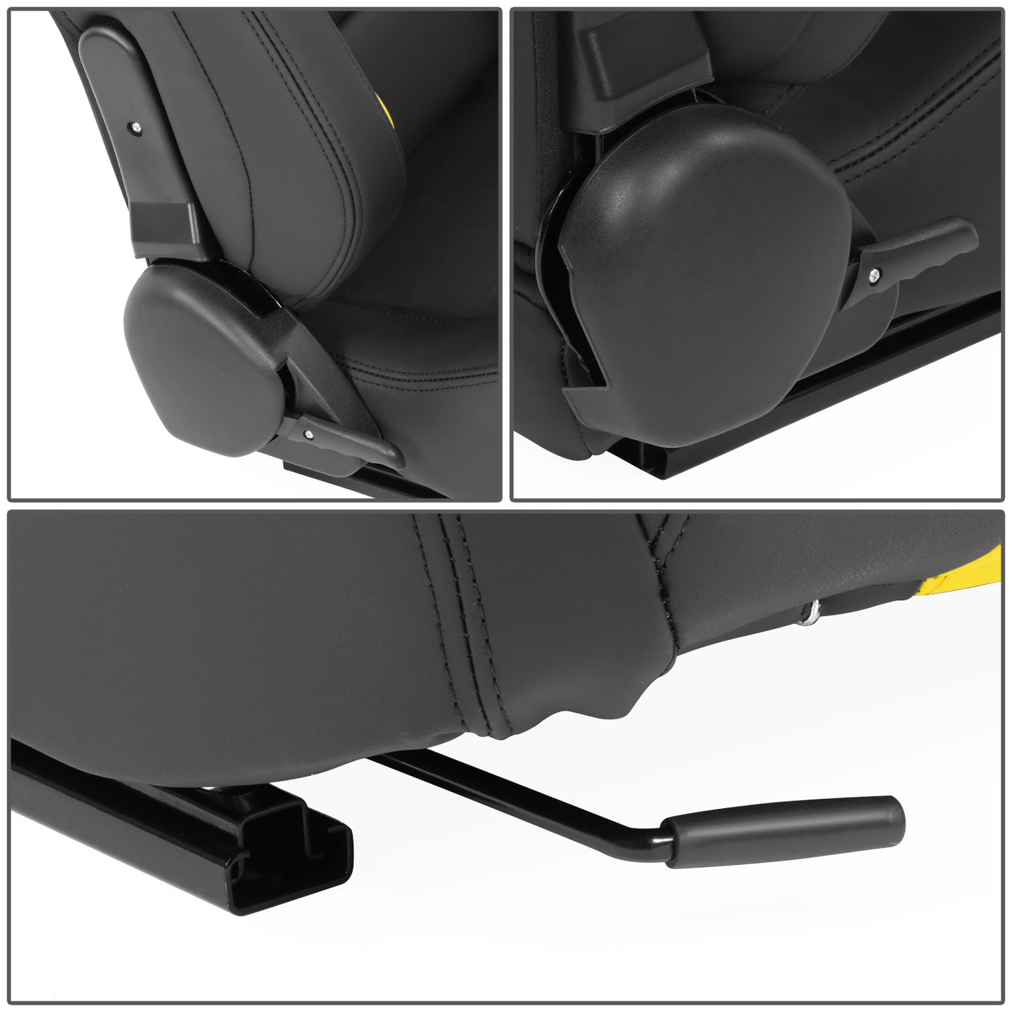 ASIENTOS RACING BLACK RED PVC - WITH SINGLE ADJUSTOR & DOUBLE SLIDER- VEHICLES WITH AFTERMARKET SEAT BRACKET; CAN ACCOMODATE SEAT OVERALL DIMENSIONS