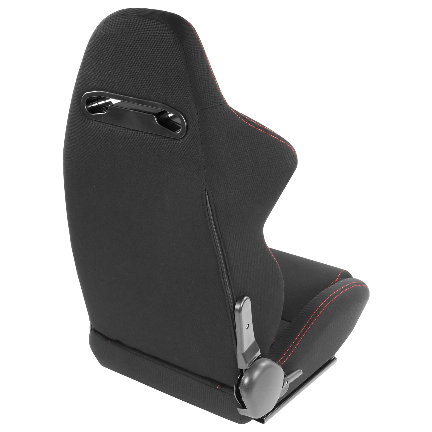 ASIENTOS RACING PINEAPPLE FABRIC*ALL IN BLACK + RED STITCHING (YOU CAN CHANGE THE COLOR)*STEEL SEAT FRAME & MEMORY FOAM*BLACK SAFETY BELT HOLES*WITH SINGLE ADJUSTOR & SINGLE SLIDER