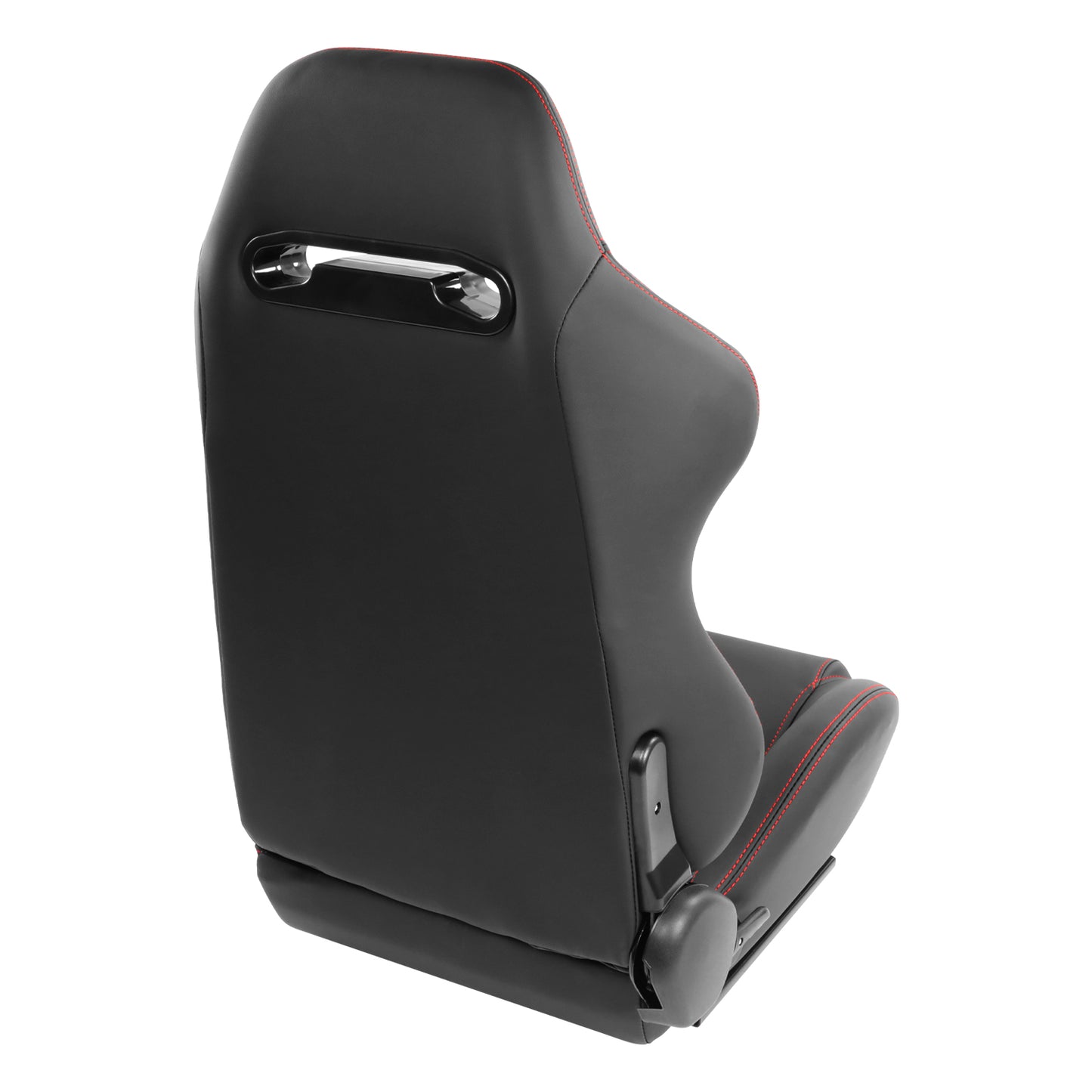ASIENTOS RACING PVC*ALL IN BLACK + RED STITCHING (YOU CAN CHANGE THE COLOR)*STEEL SEAT FRAME & MEMORY FOAM*BLACK SAFETY BELT HOLES*WITH SINGLE ADJUSTOR & SINGLE SLIDER